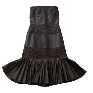 Banana Republic Brown Pleated Strapless Lace Dress